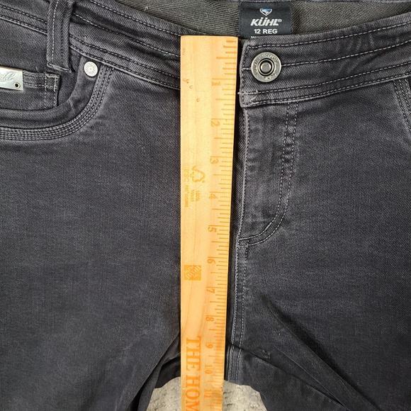 Kuhl Thermik Jeans Women 12 Black Slim Mid Rise Drawstring Denim Stretch Outdoor - Picture 8 of 15
